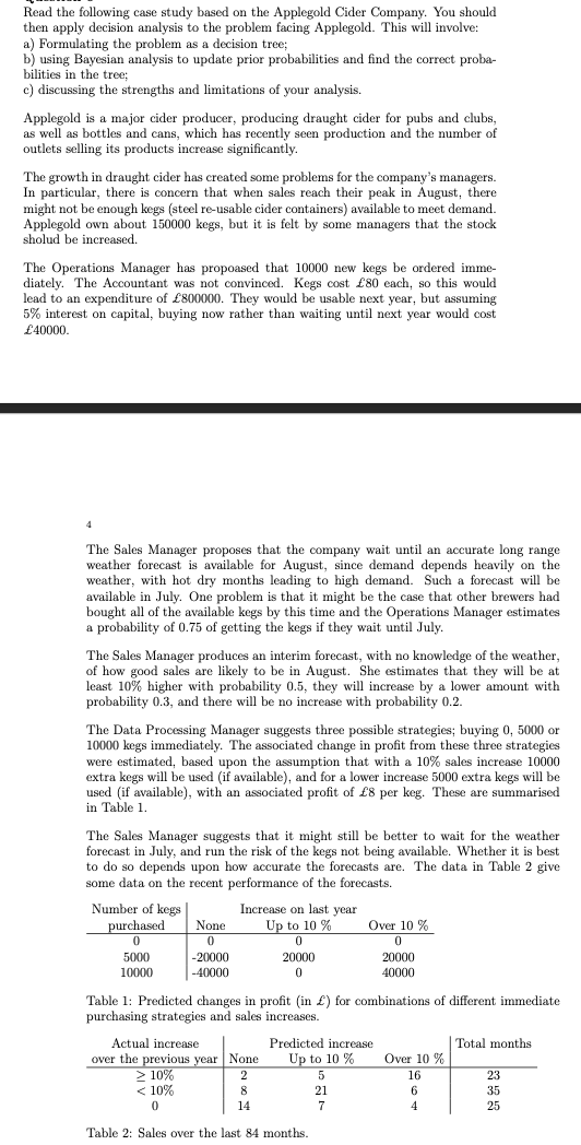  Read the following case study based on the Applegold Cider Company.