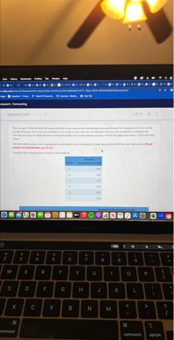  Exponential Smoothing Forecasts Week Demand a=0.2 a=0.6 1 415 2 315
