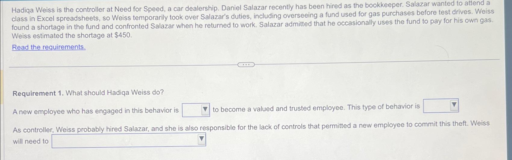  Hadiqa Weiss is the controller at Need for Speed, a car