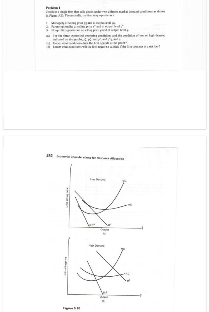 Problem 1 Consider a single firm that sells goods under two
