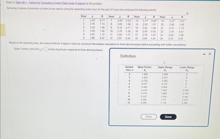  Refor to Tablo.58.1- Facton tor Computog Contol Chart Limits i3 signa)