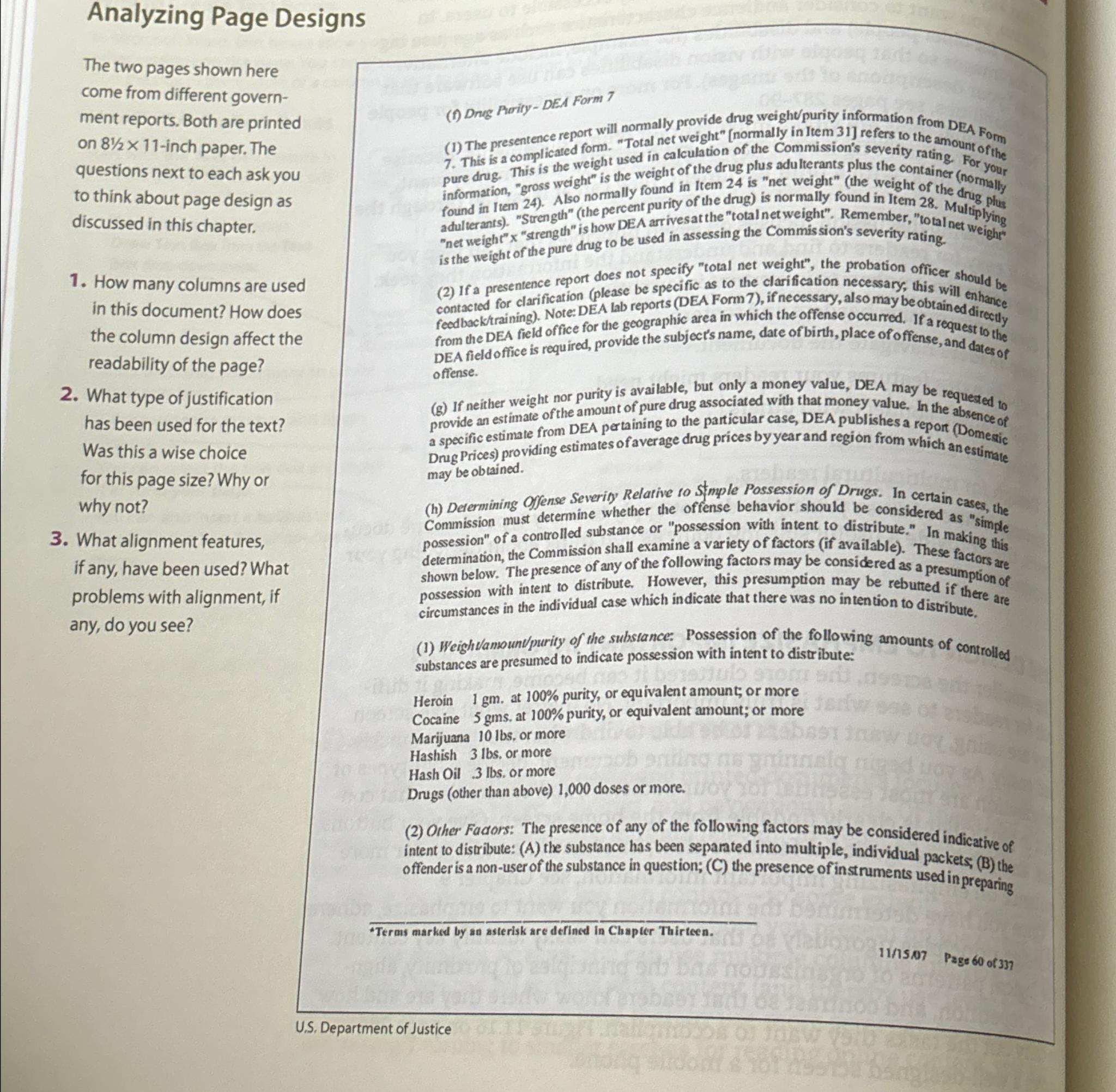  Analyzing Page Designs The two pages shown here come from different