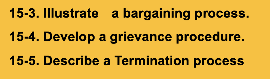 agreement 15-2. Discuss labor dispute and solution . 15-3. Illustrate a bargaining