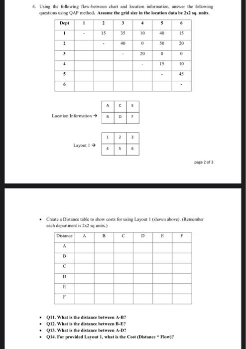 can you pls provide a solution 4. Using the following flow-between chart