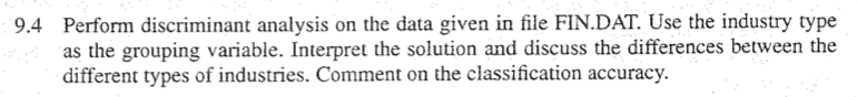 Fin Data (Questions: 7.6, 9.4, 9.5, 11.4) ----------------------------------------------------------------- Type ID ROR