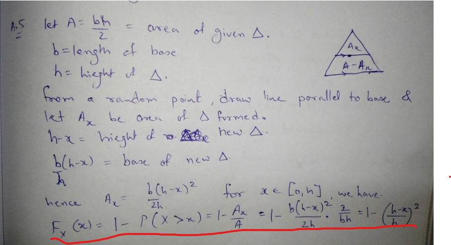 Consider a triangle and a point chosen within the triangle according to