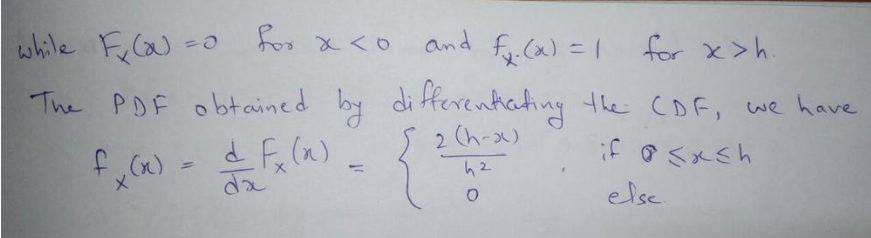 the uniform probability law. Let X be the distance from the point