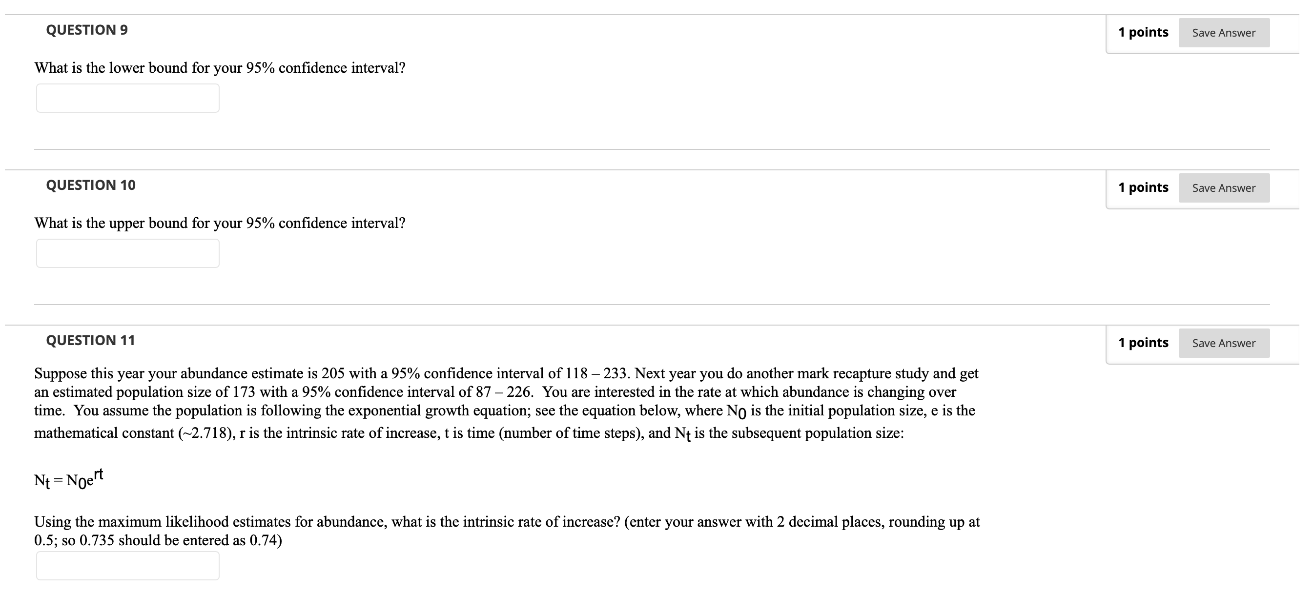 animals, and 12 of those were also captured during the rst sampling