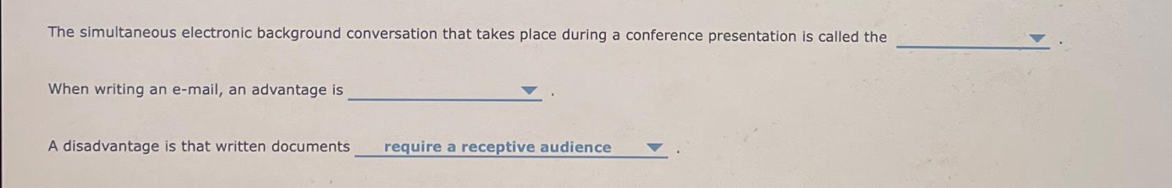  The simultaneous electronic background conversation that takes place during a conference