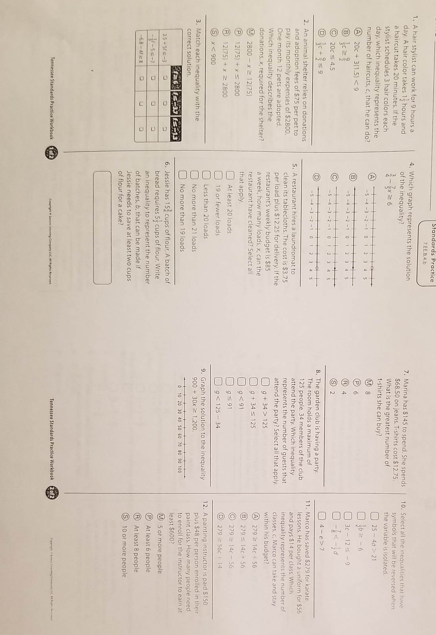 to the given equation. 5. Nicole works in a sporting goods store