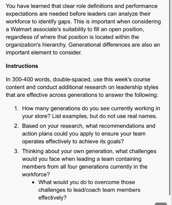  You have learned that clear role definitions and performance expectations are