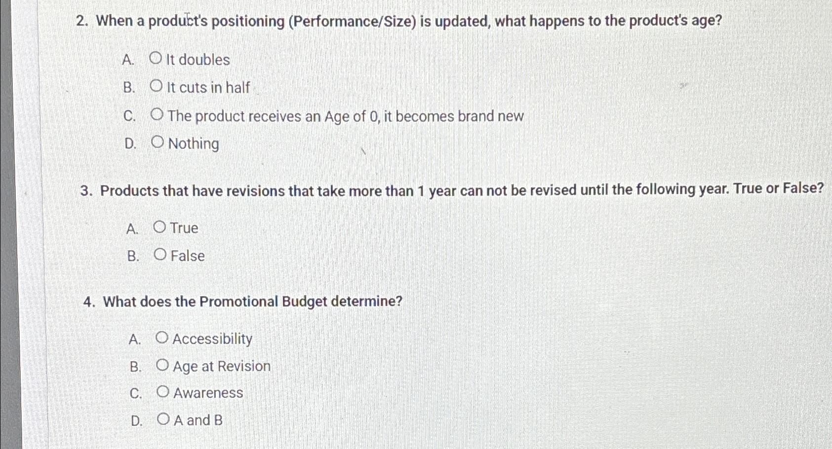  When a product's positioning (Performance/Size) is updated, what happens to the