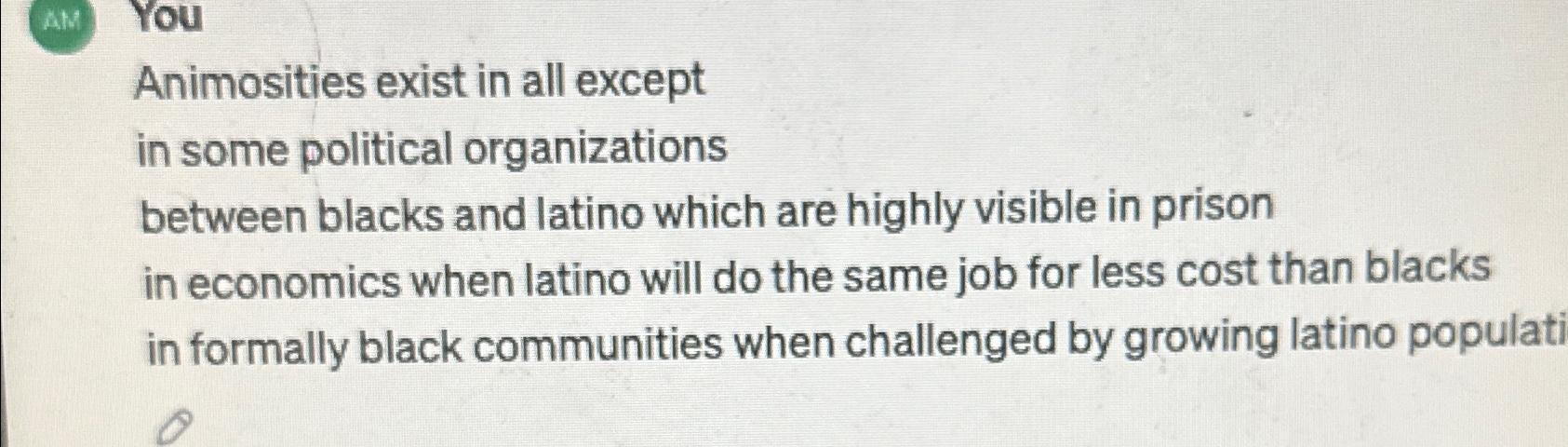  (AM) You Animosities exist in all except in some political organizations