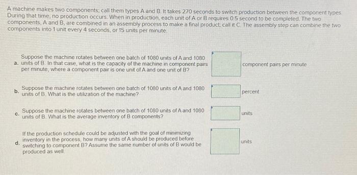  A machine makes two components; call them types A and B