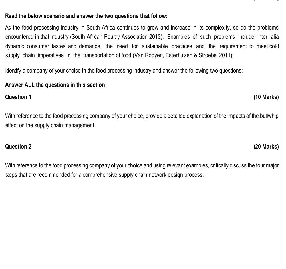  Help those two questions Read the below scenario and answer the