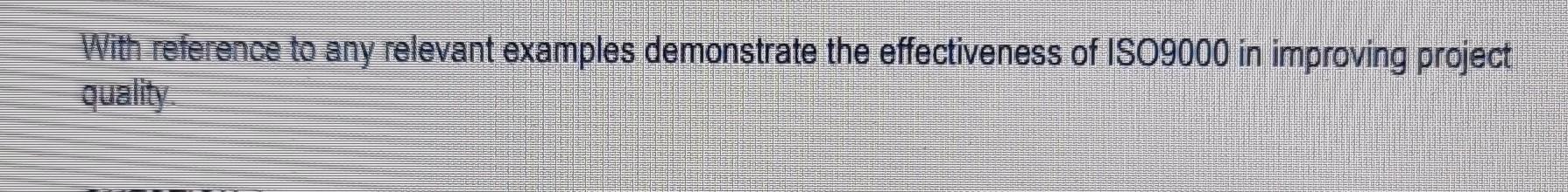 With reference to any relevant examples demonstrate the effectiveness of ISO9000 in