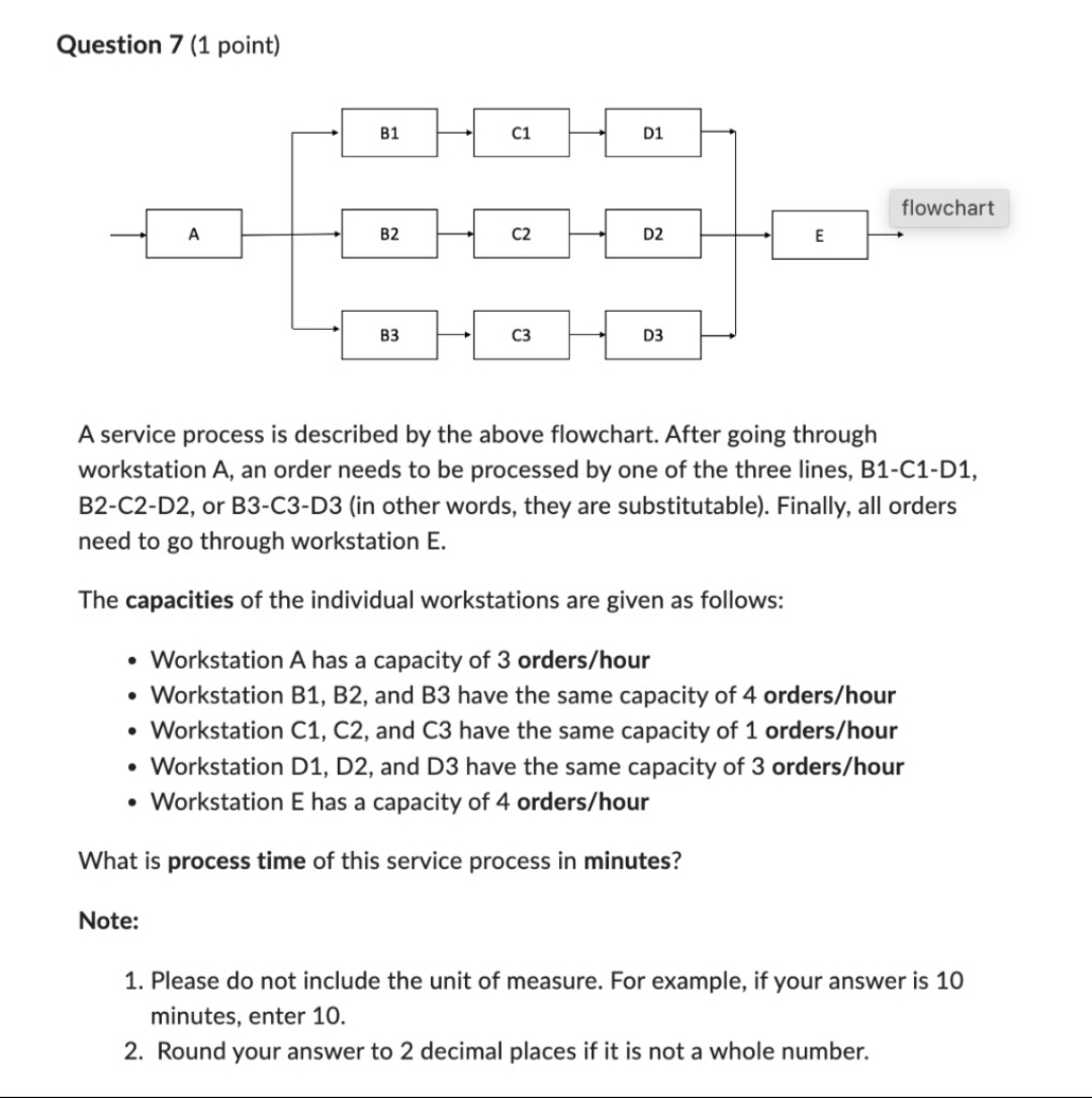  Question 7 (1 point) A service process is described by the