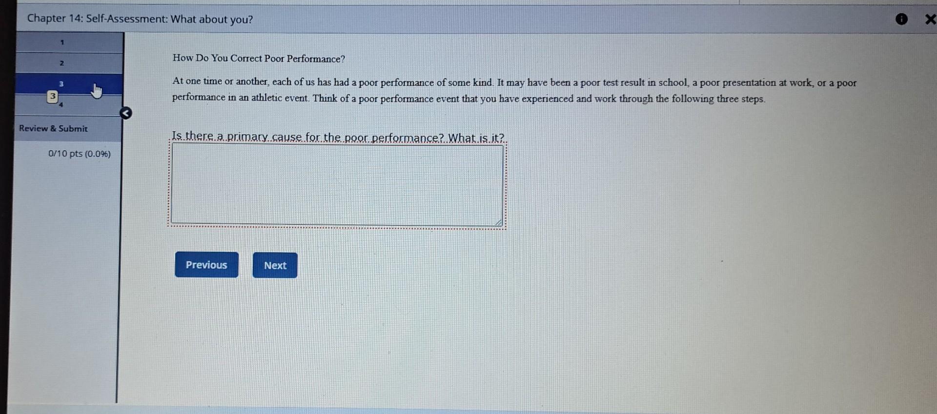 poor performance of some kind. It may have been a poor test