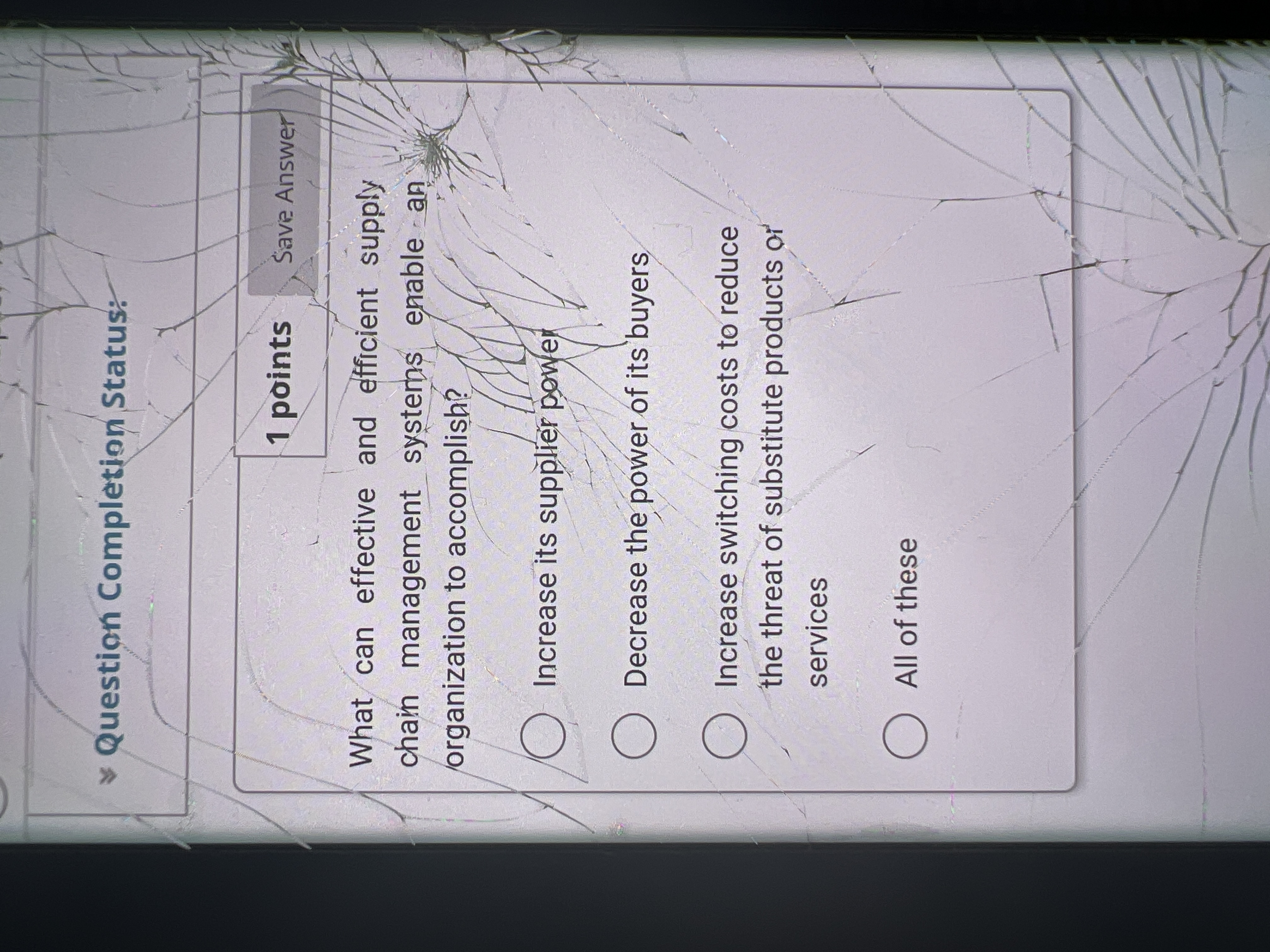  Question Completion Status: 1 points Save Answer What can effective and