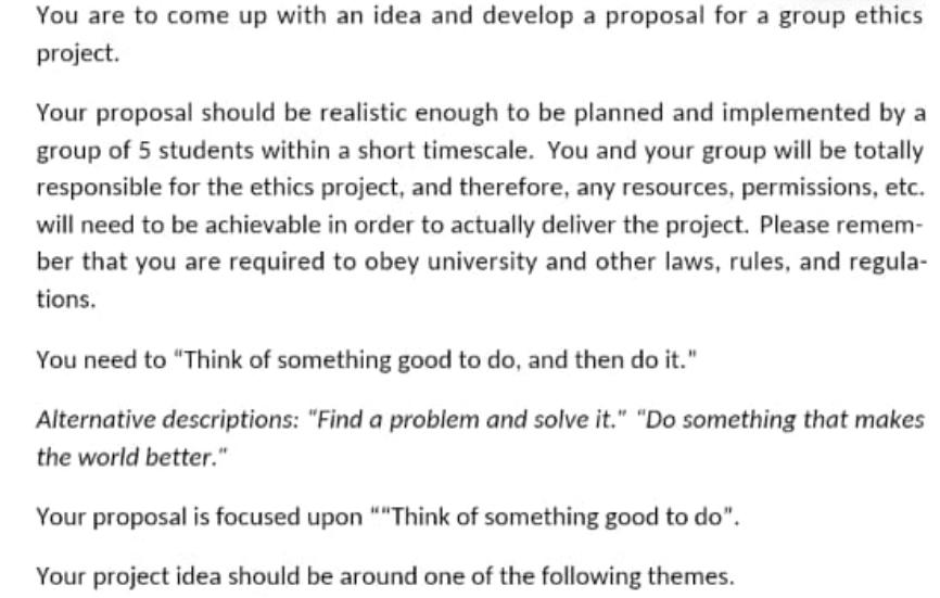  You are to come up with an idea and develop a