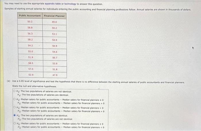  You may need to use the appropriate appendix table or technology