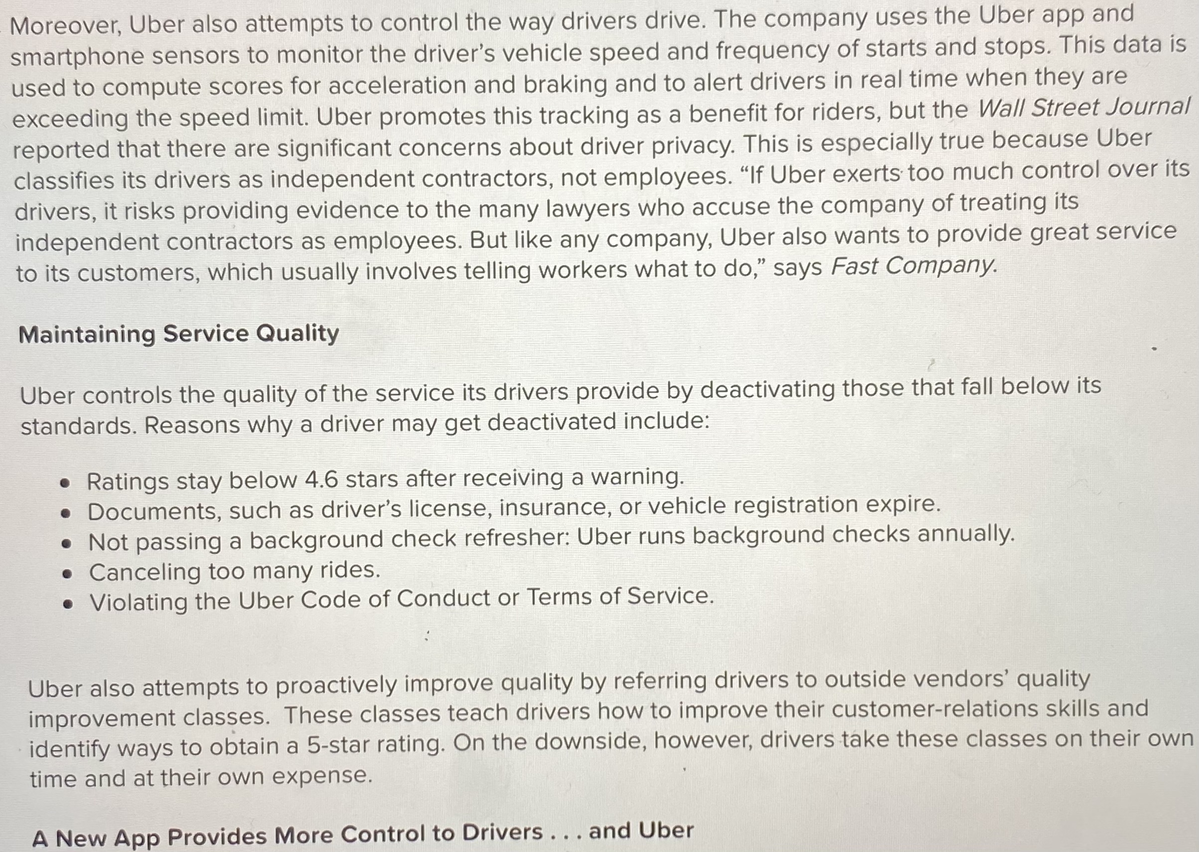 explain the customer perspective with specific examples. Uber has around 3.9 million
