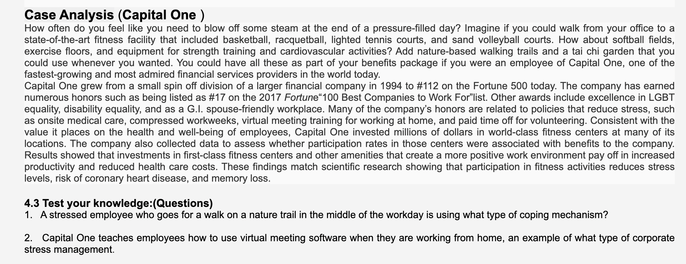  Case Analysis (Capital One ) How often do you feel like