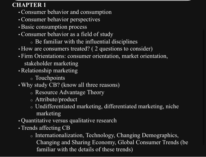  CHAPTER 1 - Consumer behavior and consumption - Consumer behavior perspectives