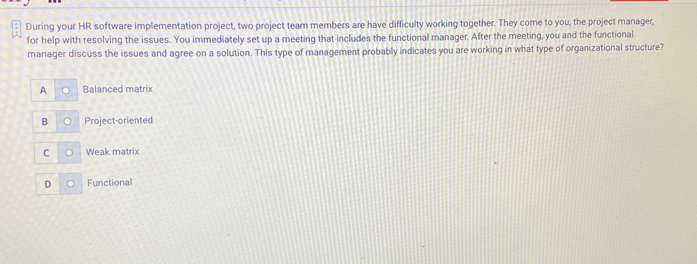  During your HR software implementation project, two project team members are
