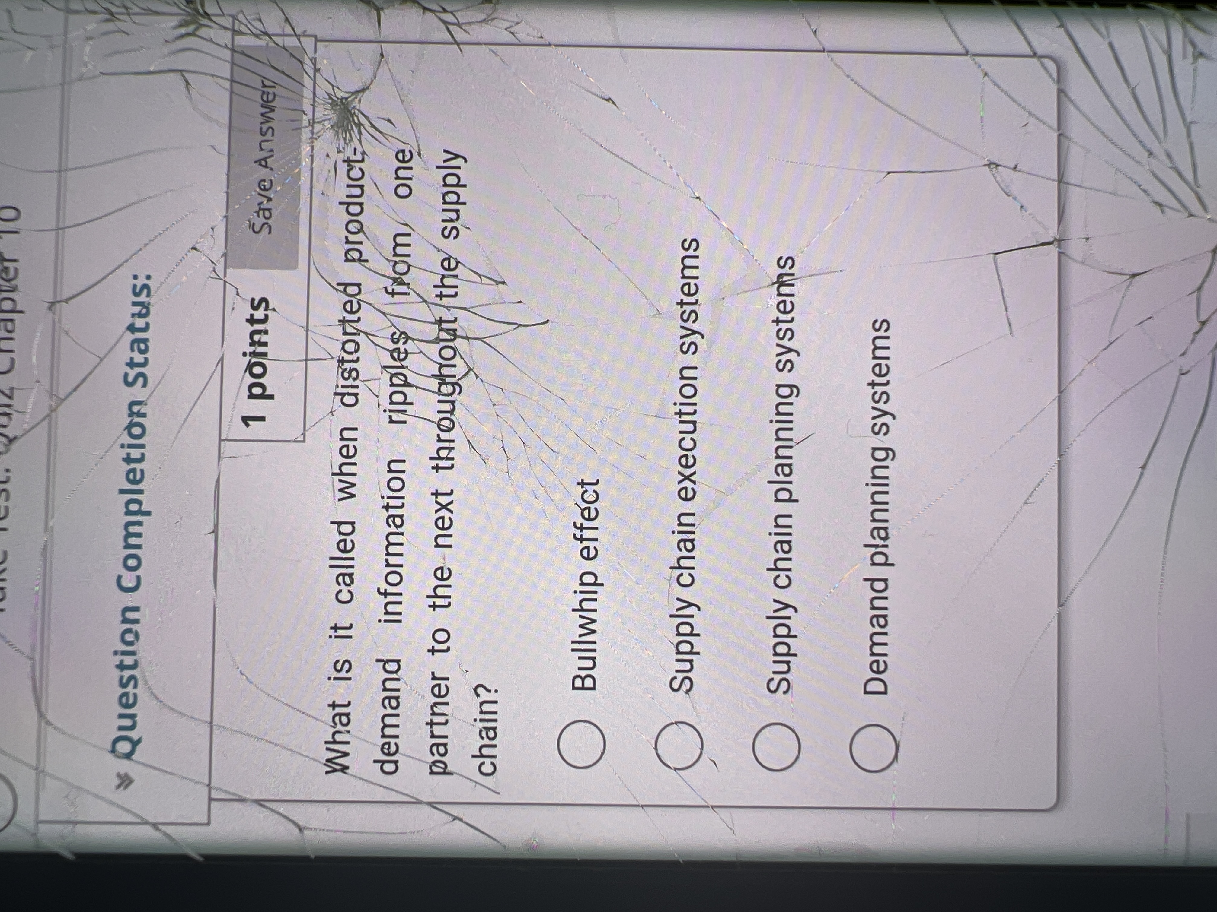  What is it called when distorted product demand information ripplas from