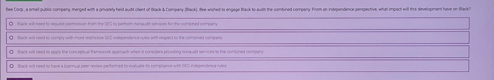  Black will need to request permission from the SEC to perform