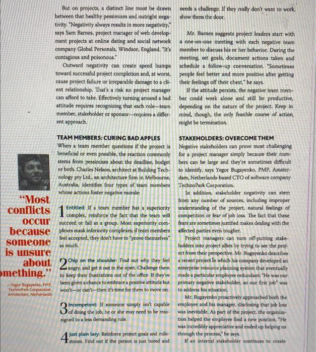 Unreasonable People This question refers to the article Think of a negative