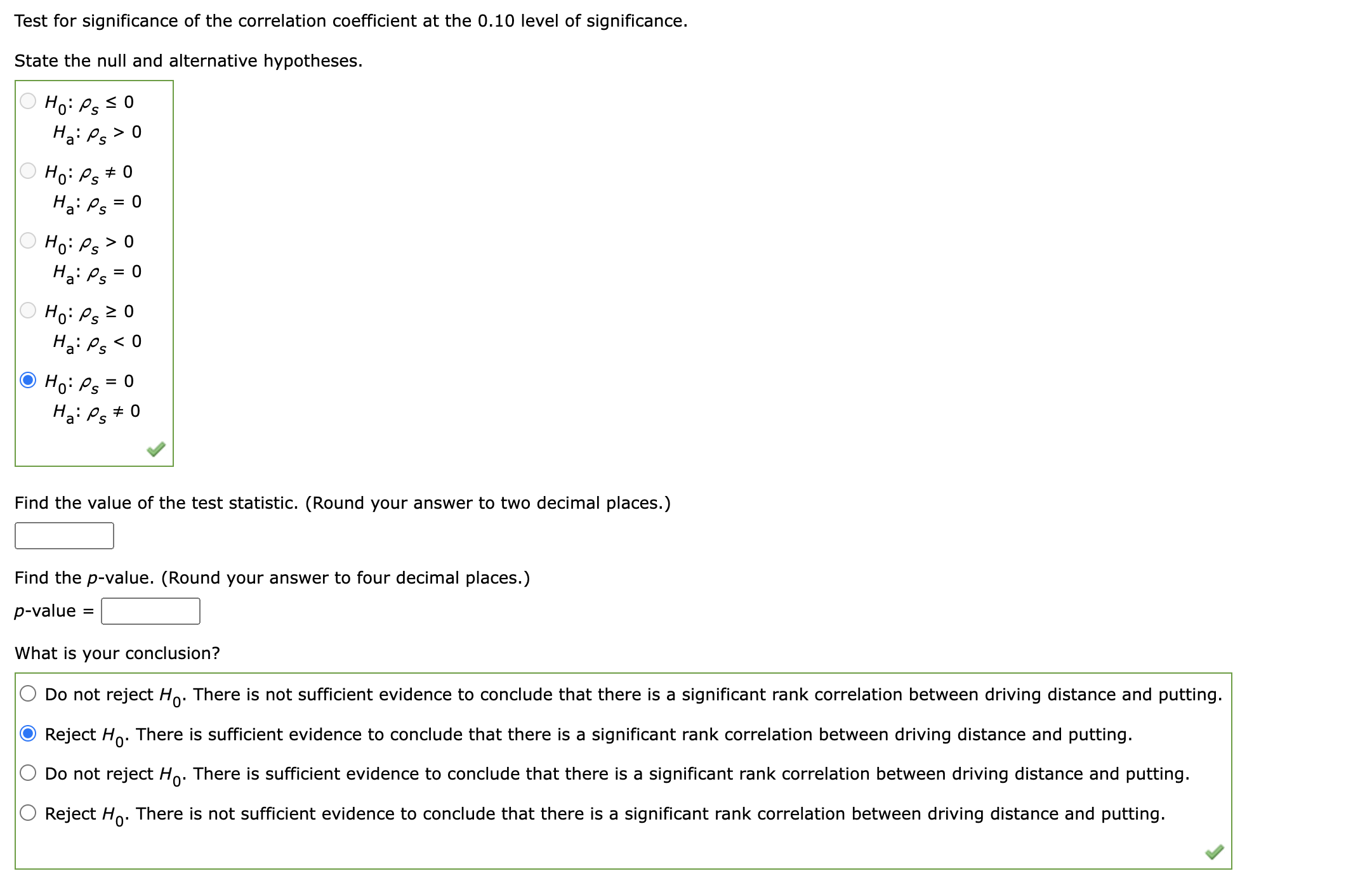 to answer this question. The rankings of a sample of professional golfers
