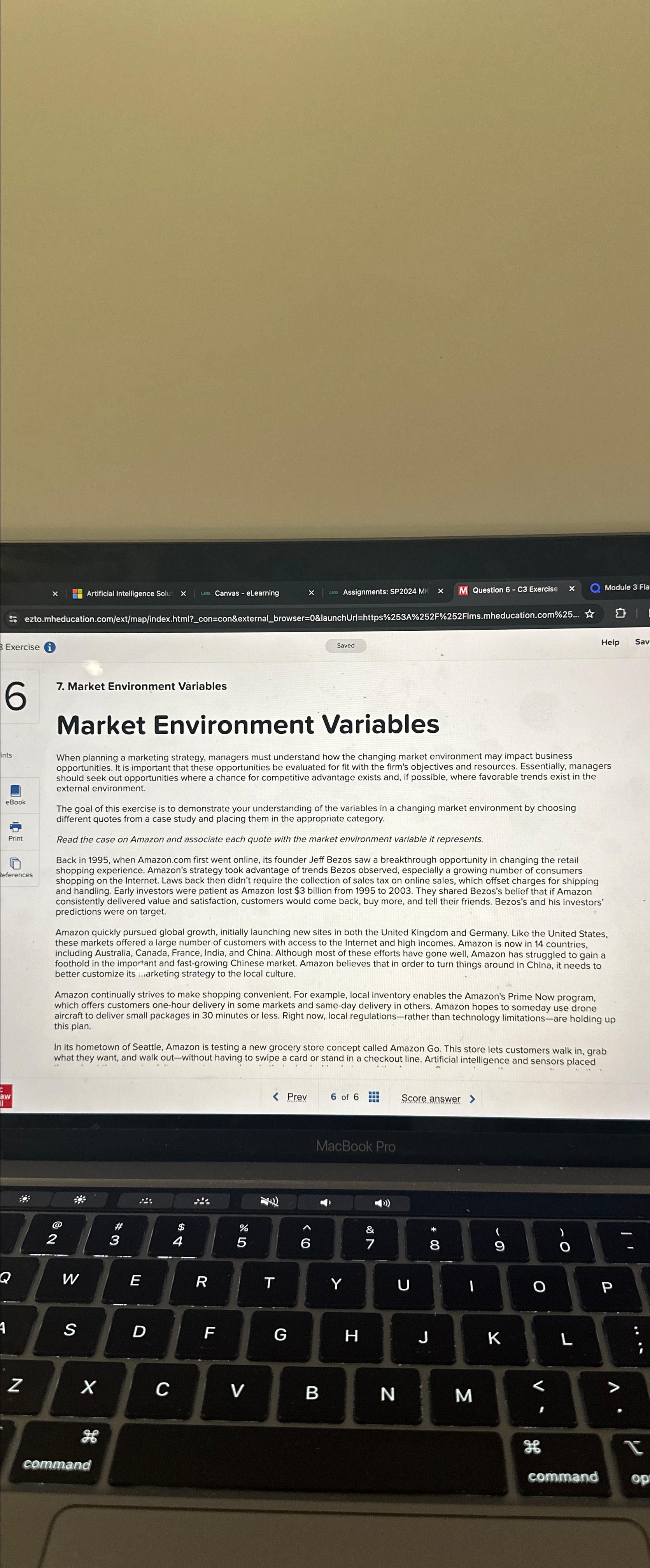  Exercise (i) 7. Market Environment Variables Market Environment Variables When planning