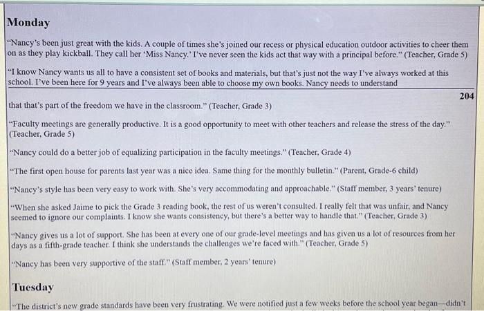 From Logan Elementary School The following data are quotes taken from interviews