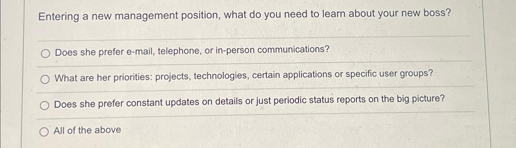  Entering a new management position, what do you need to learn