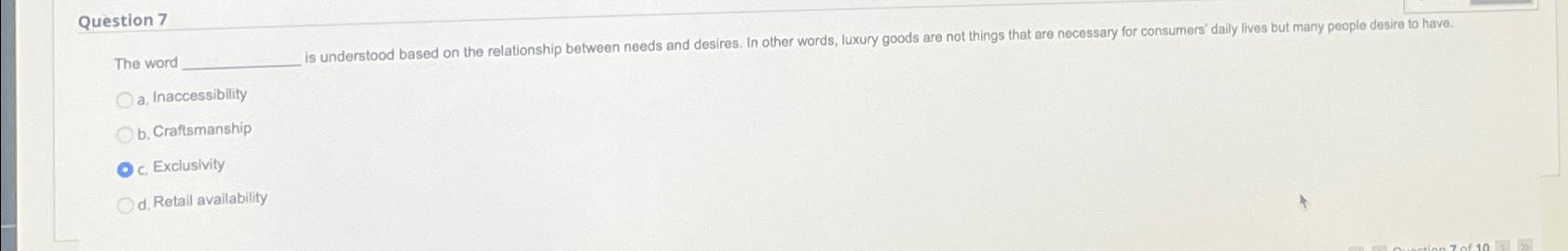 Question 7 The worc is understood based on the relationship between