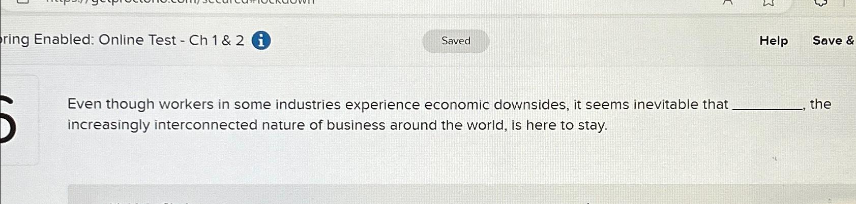  ring Enabled: Online Test - Ch 1 & 2 Help Save