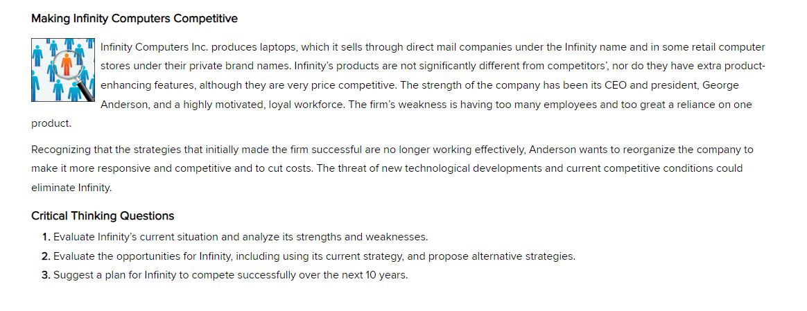  Making Infinity Computers Competitive Infinity Computers Inc. produces laptops, which it