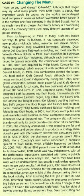  CASE #4 Changing The Menu "How do you spell cheese? K-R-A-F-T."