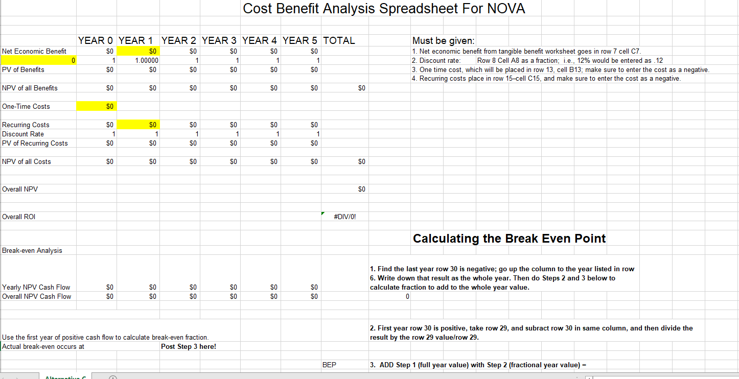Economic Analysis - Contains: 1. Tangible Benefits Worksheet 2. One Time Cost