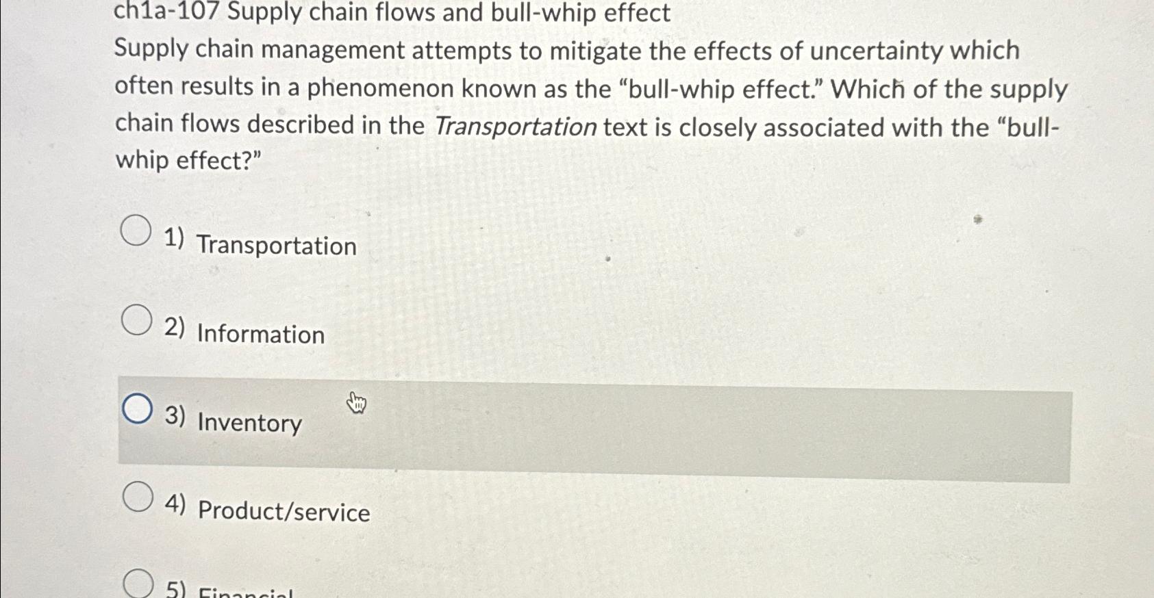  ch1a-107 Supply chain flows and bull-whip effect Supply chain management attempts