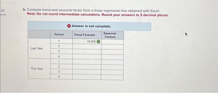 obtained with Excel. Note: Do not round intermediate calculations. Round your answers