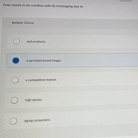  Dole needs to be creative with its messaging due to Multiple