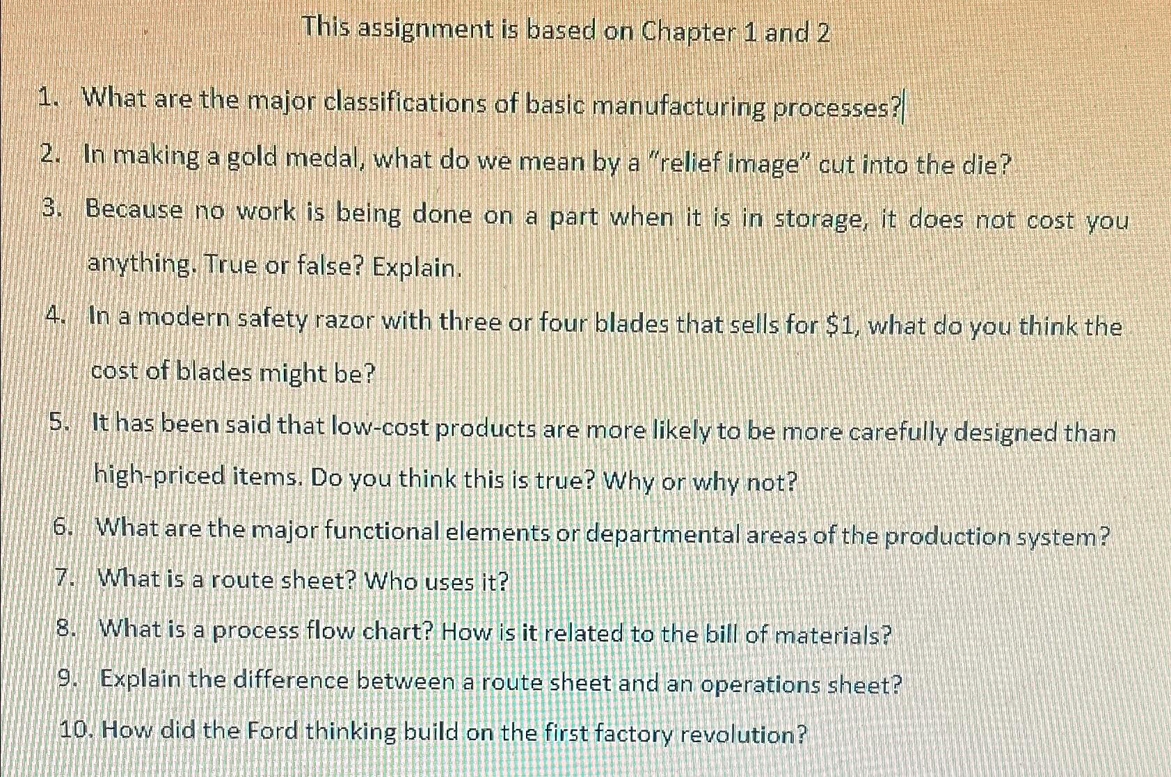  This assignment is based on Chapter 1 and 2 What are