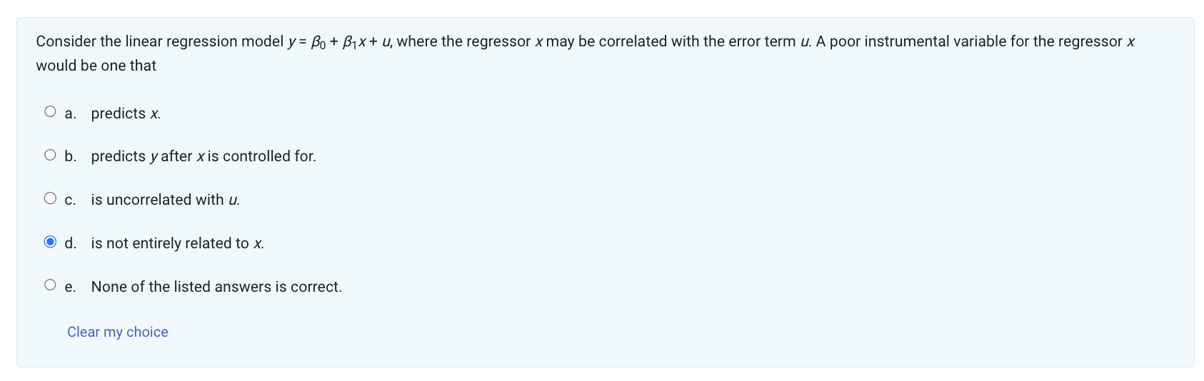 Consider the linear regression model y = Bo + Bix+ u,