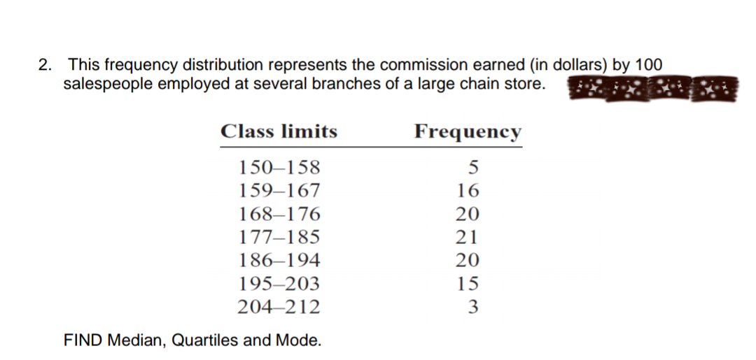 Sir i need quick answer.... thanks 2. This frequency distribution represents the