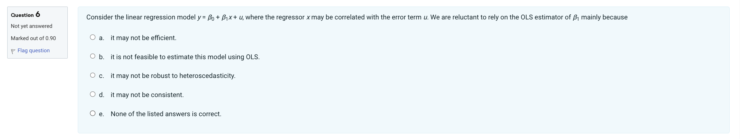 \"\"\""\" 6 Consider the linear regression model y= g + 1x+