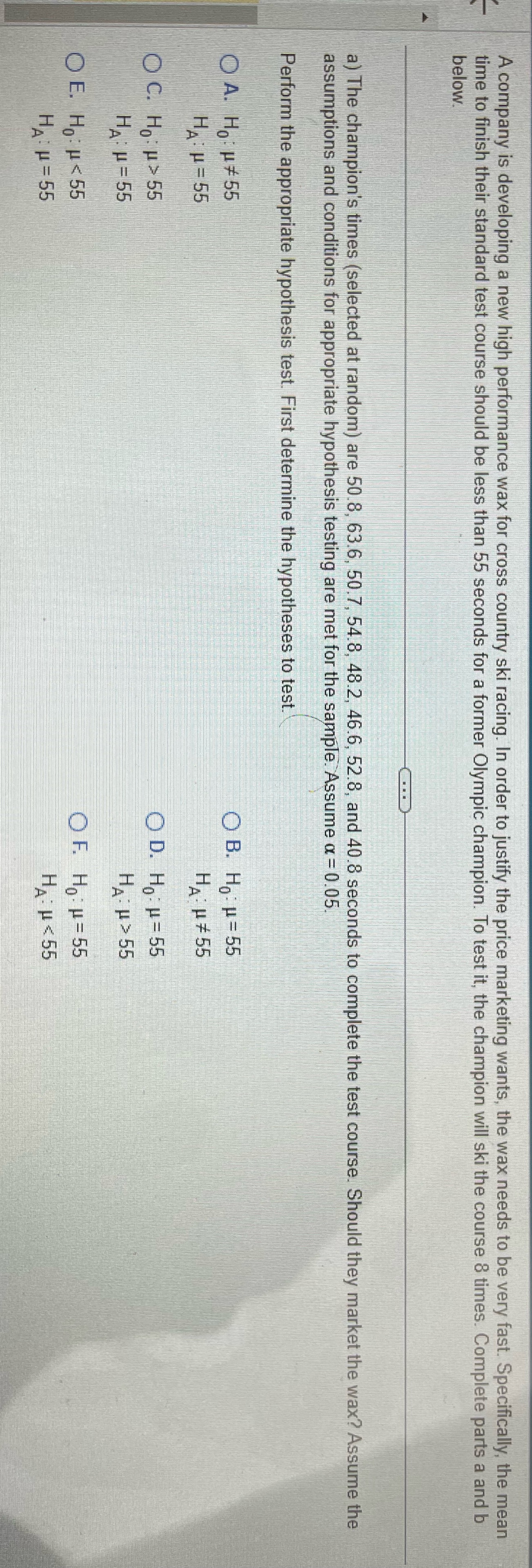 A company is developing a new high performance wax for cross