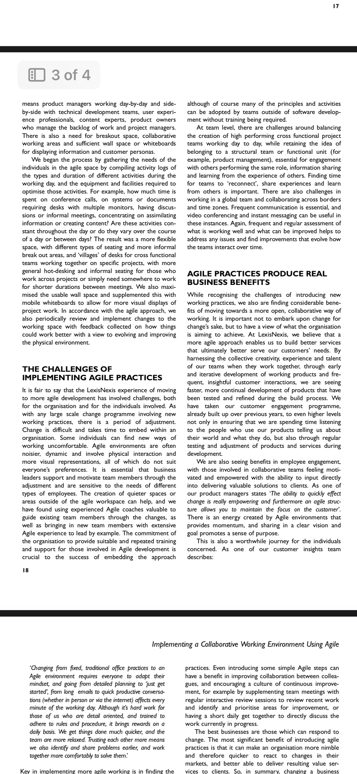 Karen Waldron describes the experiences of LexisNexis in implementing Agile as a